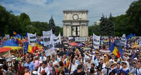 Demonstratie in Moldavie voor hereniging met Roemenie